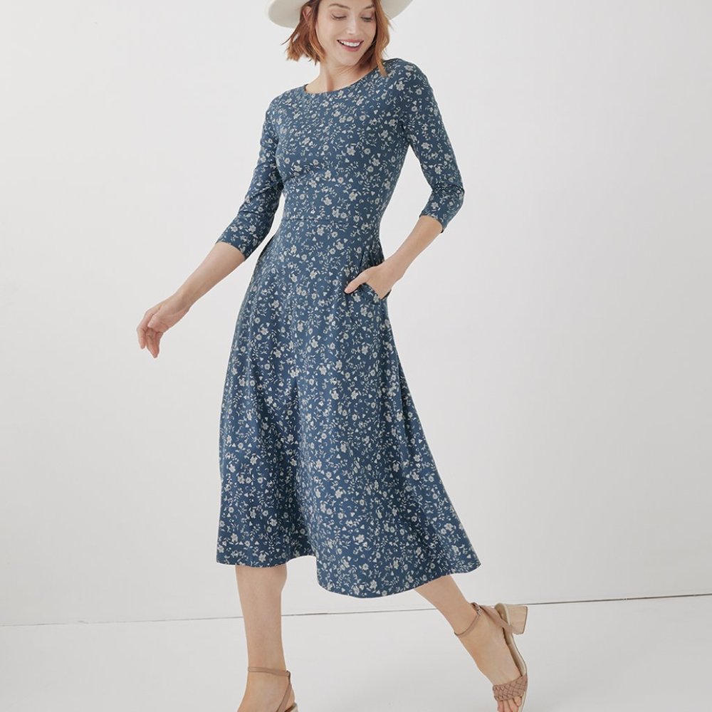 Pact Fit & Flare Open-Back Dress